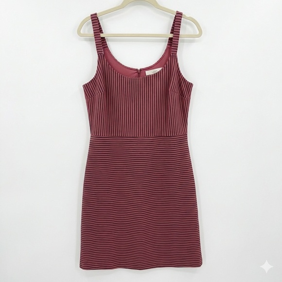 LOFT Dresses & Skirts - LOFT Mauve and Black Striped Ribbed Mini Dress